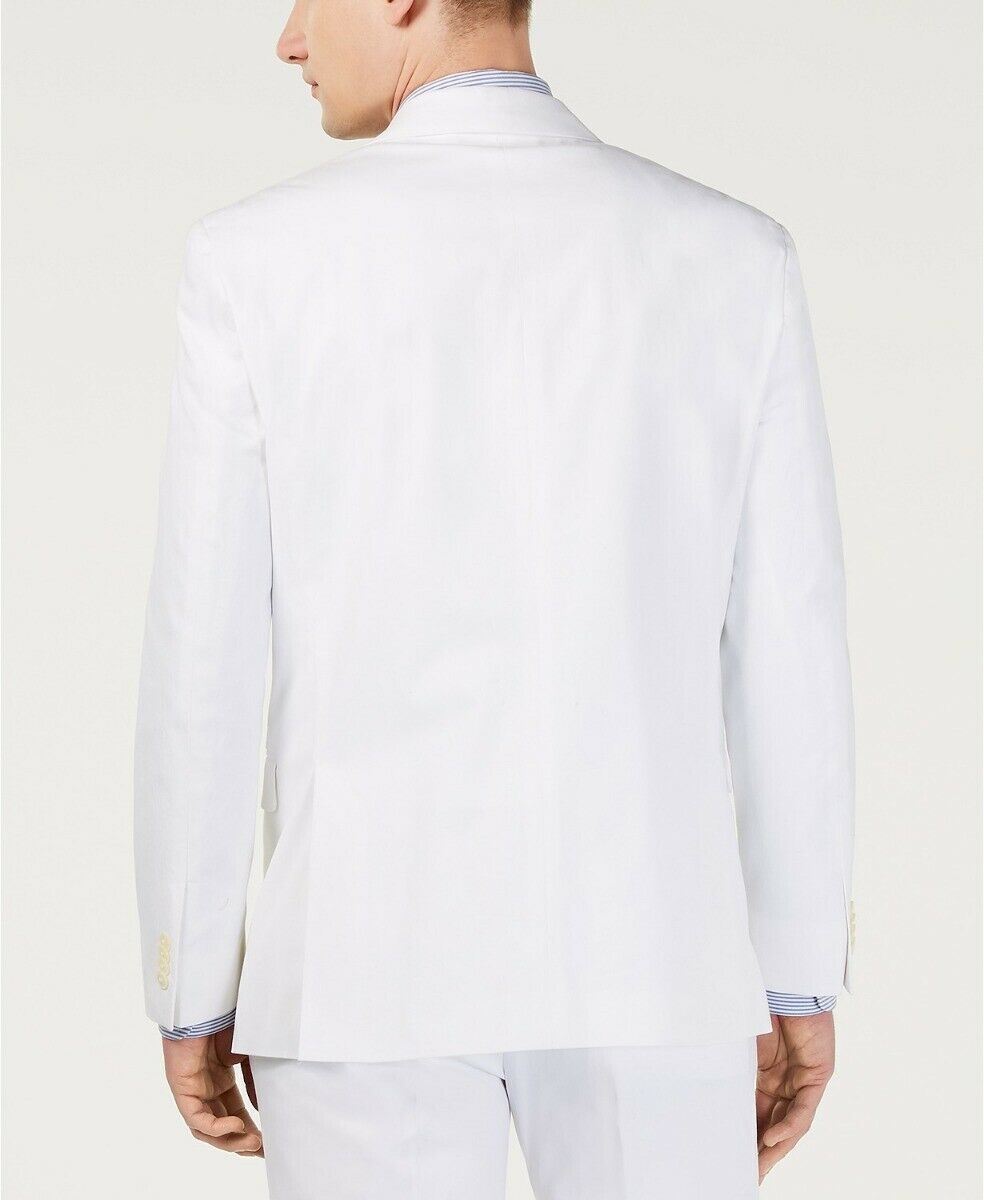 Tommy Hilfiger Modern-Fit THFlex Stretch Solid White Suit Jacket 44S Cotton