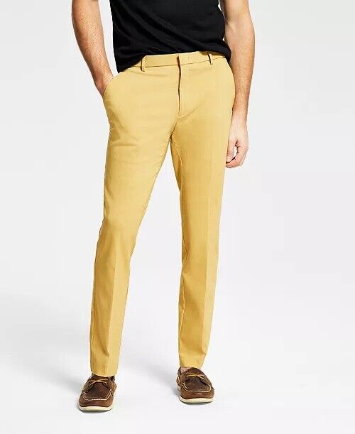 TOMMY HILFIGER Men's Modern-Fit TH Flex Stretch Pants Yellow 36 x 30 Flat Pant