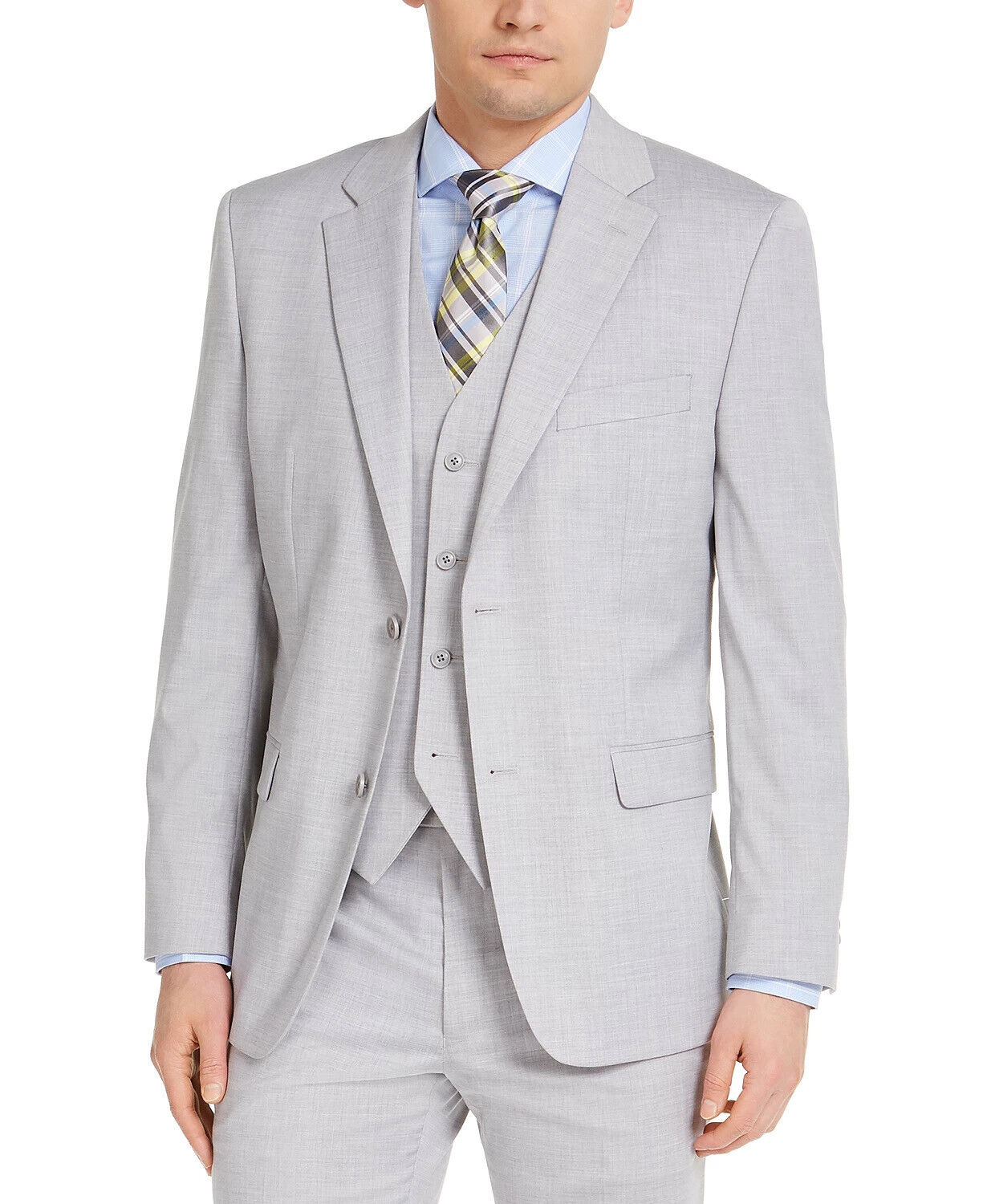 Alfani Men's Classic-Fit Stretch Light Gray Solid Suit Jacket 38L