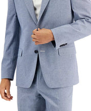 ALFANI Men's Slim-Fit Seersucker Check Suit Jacket Blue 36S / 2 Button