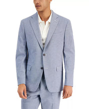 ALFANI Men's Slim-Fit Seersucker Check Suit Jacket Blue 36S / 2 Button