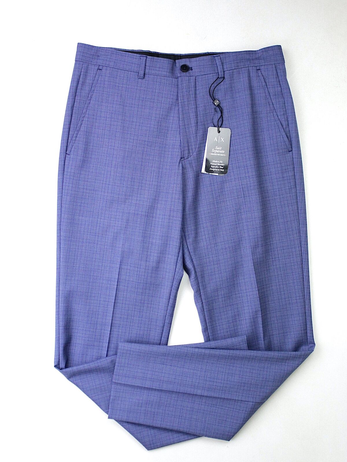A|X ARMANI EXCHANGE Men's Slim-Fit Dress Pants 32 x 32 Blue Plaid