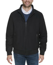 Calvin Klein Men's Wool Zip Bomber Jacket With Knit Trim XS Black Extra Small