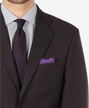 Calvin Klein Men's Skinny Fit Wool Suit Jacket Burgundy 40L Eggplant Plaid