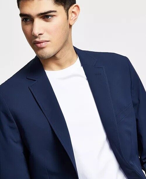 CALVIN KLEIN Men's Slim-Fit Stretch Solid Sport Coat 38S Navy Blue Nylon