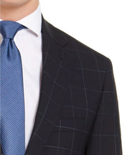 Calvin Klein Mens Slim Fit Infinite Stretch Navy Windowpane Suit Jacket 42R