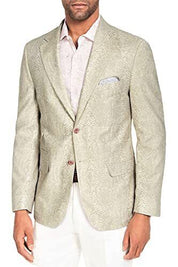 TALLIA ORANGE Mens Beige Slim Fit Sport Coat Snake Print Large Blazer