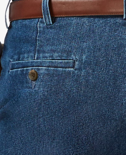 Haggar Men's Stretch Denim Classic-Fit Flat Front Pants 60 x 30 Stonewash Blue
