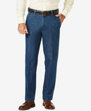 Haggar Mens Classic fit Cotton Dress Pants 44 / 32 Blue Solid