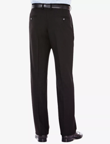 Haggar Mens Classic fit Dress Pants 34 / 32 Black Solid Stretch