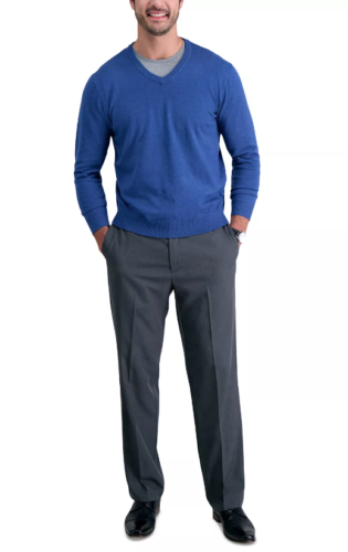 HAGGAR Men's Cool 18 PRO® Classic-Fit Flat Front Pants 32 x 30 Charcoal Heather