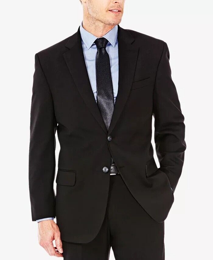 Haggar J.M. Classic Fit Stretch Sharkskin Suit Jacket - Black 42L