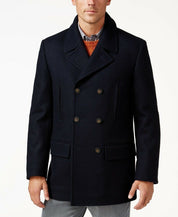 Lauren Ralph Lauren Mens Luke Solid Wool-Blend Peacoat Coat 36R Navy Blue