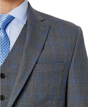 Lauren Ralph Lauren Mens Wool Stretch Suit Jacket 40S Grey Blue Plaid