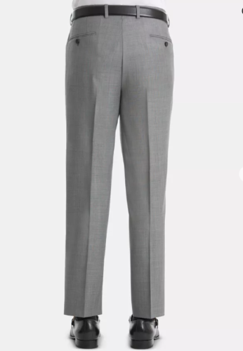 LAUREN RALPH LAUREN Men's Classic-Fit Light Grey Sharkskin Wool Pants 44 x 32