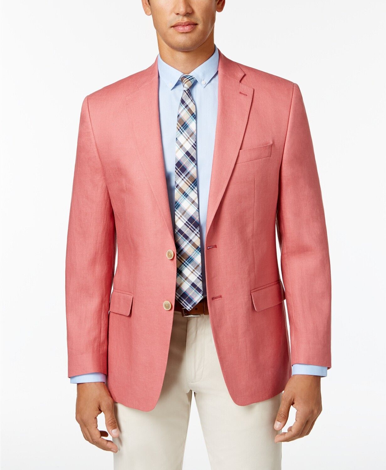 Lauren Ralph Lauren Men's Linen Sport Coat 42L Red Classic-Fit Ultra-Flex Solid