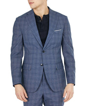 Tallia Men's Slim-Fit Blue Plaid Suit Jacket 46R Sport Coat
