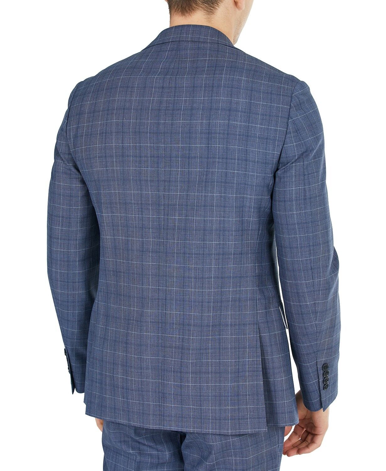 Tallia Men's Slim-Fit Blue Plaid Suit Jacket 46R Sport Coat