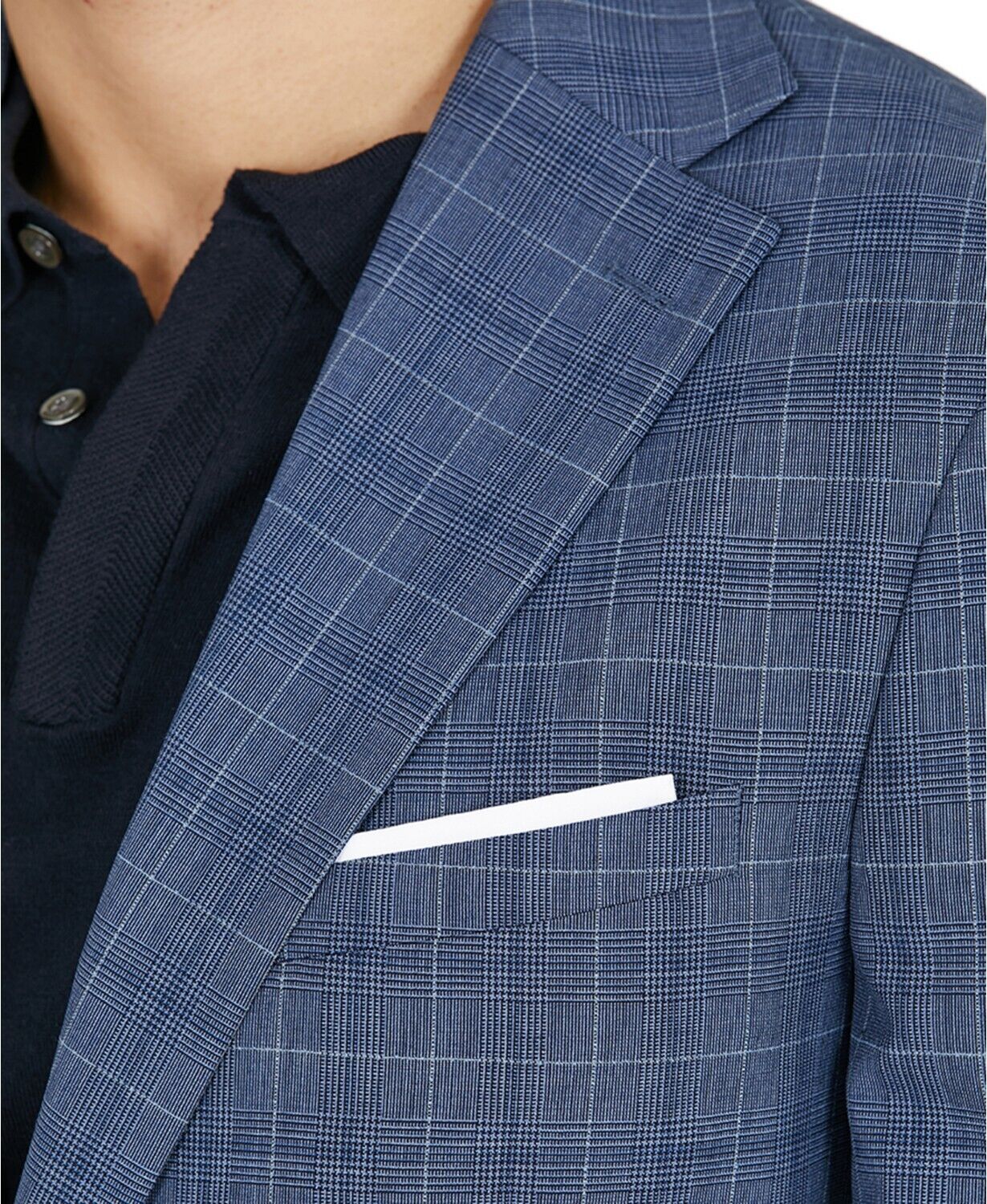 Tallia Men's Slim-Fit Blue Plaid Suit Jacket 46R Sport Coat