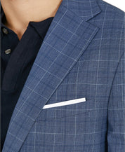 Tallia Men's Slim-Fit Blue Plaid Suit Jacket 46R Sport Coat