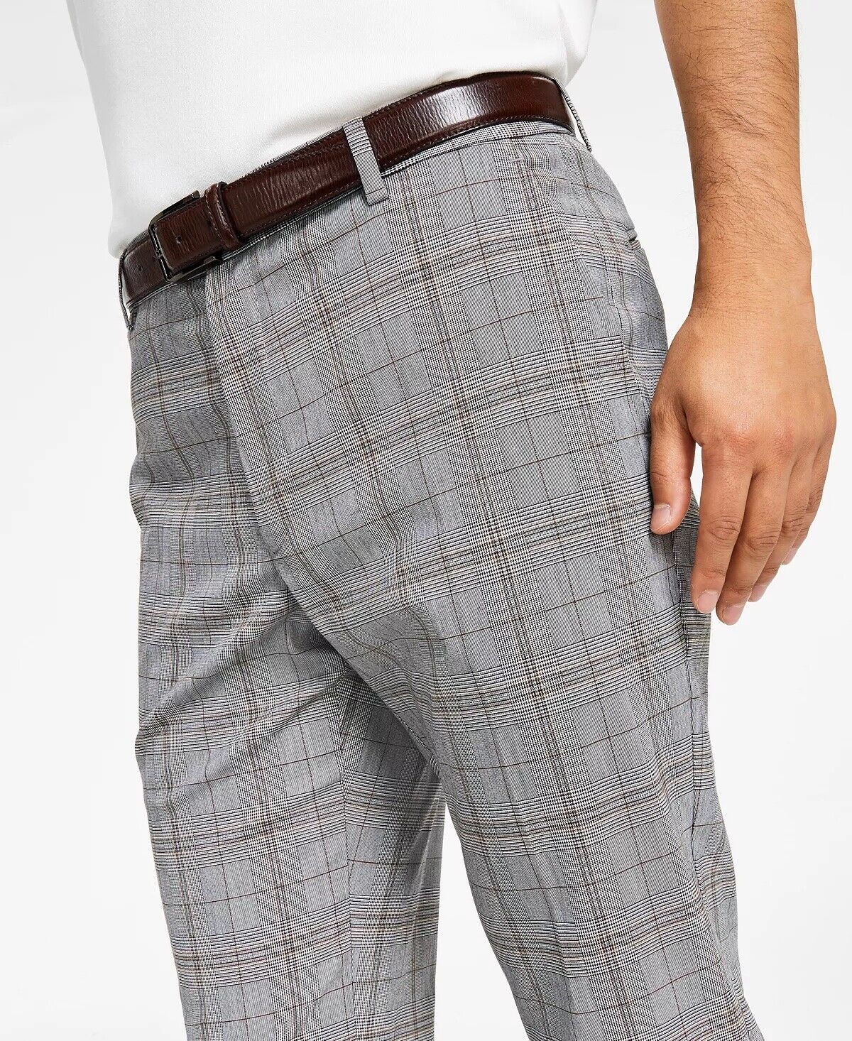 Tommy Hilfiger Men's Modern Fit Performance Dress Pants Grey Pattern 33 x 32
