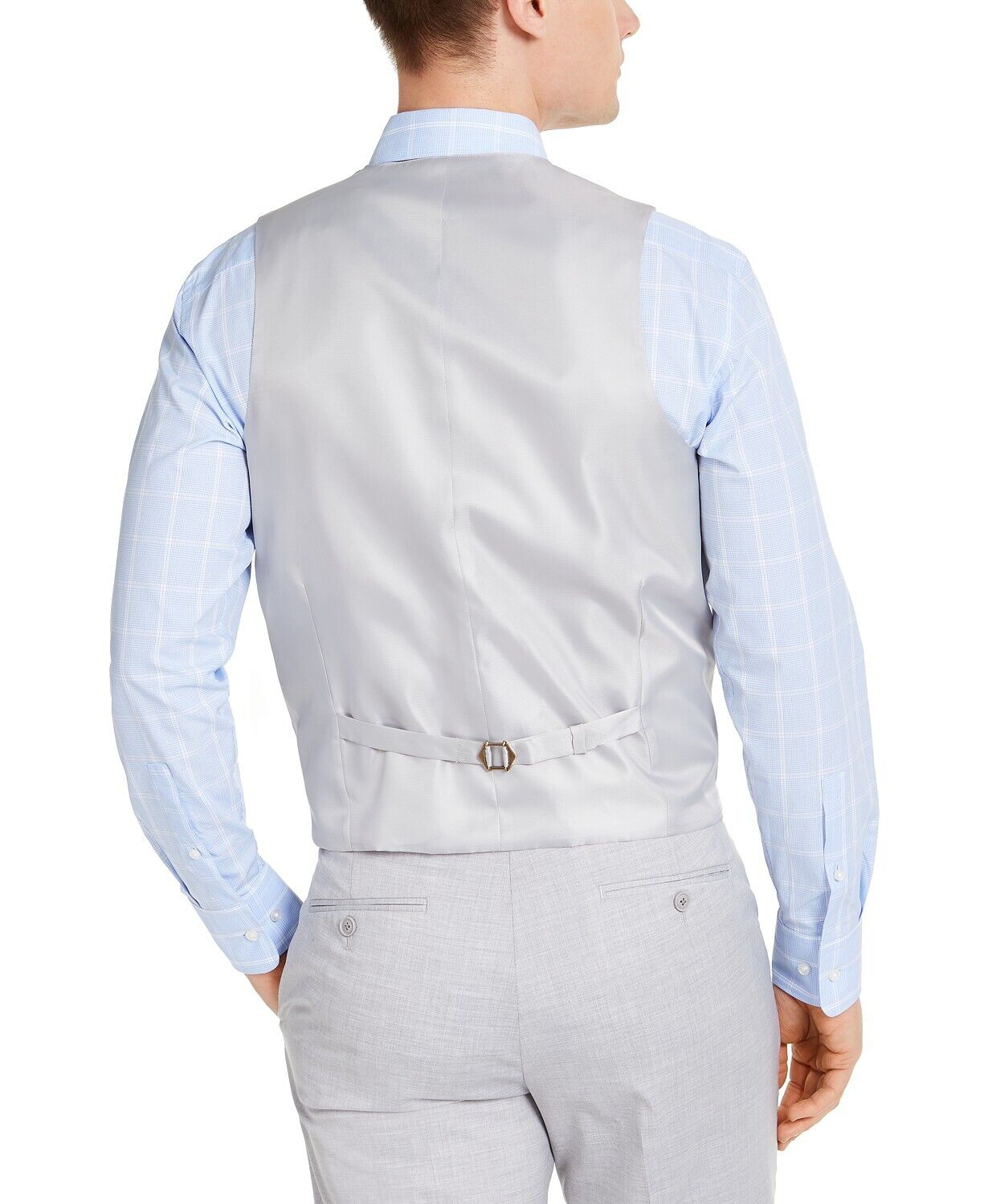 Alfani Men's Classic-Fit Stretch Light Gray Solid Suit Vest Medium