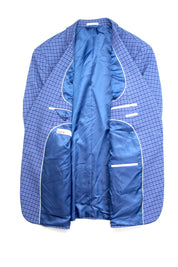 Bar III Men's Slim-Fit Patterned Suit Jacket Blue Check 44L
