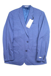 Bar III Men's Slim-Fit Patterned Suit Jacket Blue Check 44L
