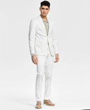 Bar III Men's Slim-Fit Stretch Solid Suit Jacket White 42L Cotton