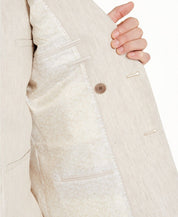 Bar III Men's Slim-Fit Tan Linen Double-Breasted Suit Jacket 38L