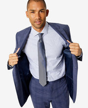 CALVIN KLEIN Men's Suit Jacket 40S Blue Skinny Extra Slim Fit Plaid Two Button