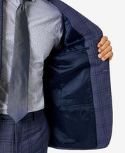 CALVIN KLEIN Men's Suit Jacket 40S Blue Skinny Extra Slim Fit Plaid Two Button