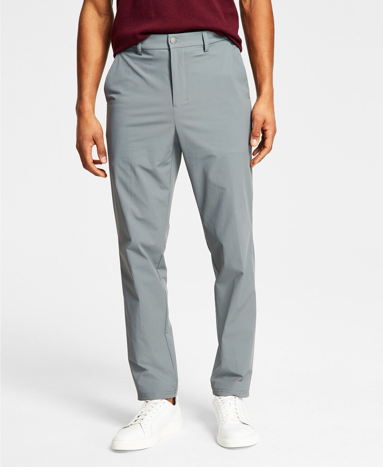 Calvin Klein Men's Slim Fit Tech Solid Performance Dress Pants 33 x 32 Mid Grey
