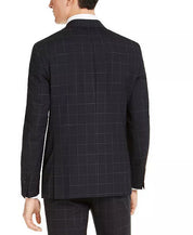 Calvin Klein Slim Fit Infinite Stretch Navy Windowpane Suit Jacket 42S Blue