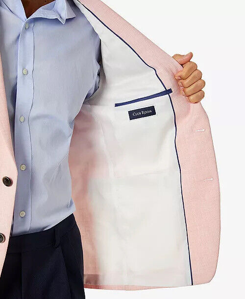 CLUB ROOM Men's Classic-Fit Solid Sport Coat 40L Pink Two Button Blazer