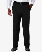 Haggar Mens Classic fit Dress Pants 46 / 29 Black Solid Stretch