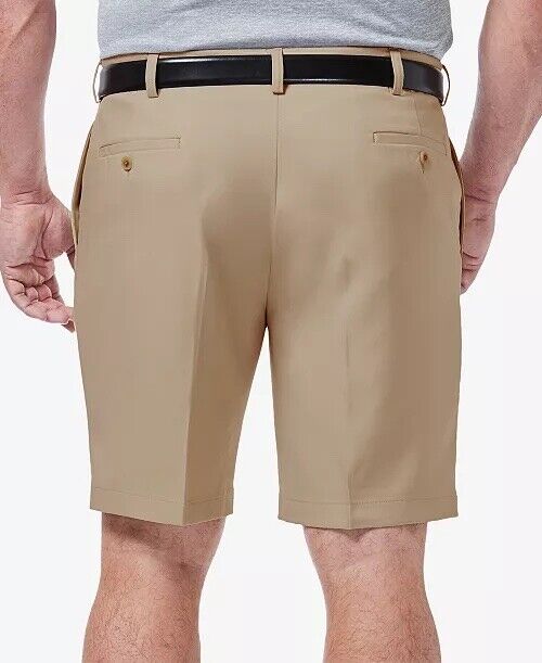 Haggar Mens Big & Tall Cool 18® Pro Pleat Shorts Regular Fit Khaki 44