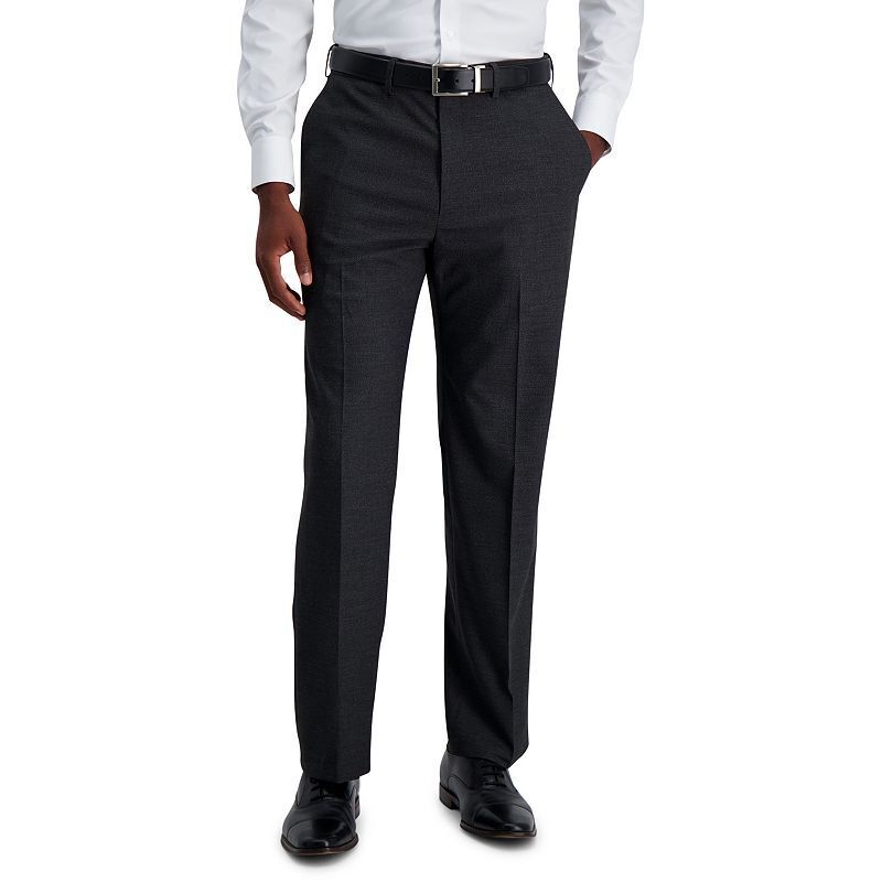 Haggar Men's 4-Way Stretch Classic Fit Expandable Pants 36 x 32 Charcoal Plaid