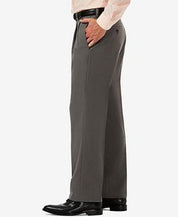 HAGGAR Mens Cool Classic-Fit Pleated Stretch Dress Pants 34 x 30 Heather Grey