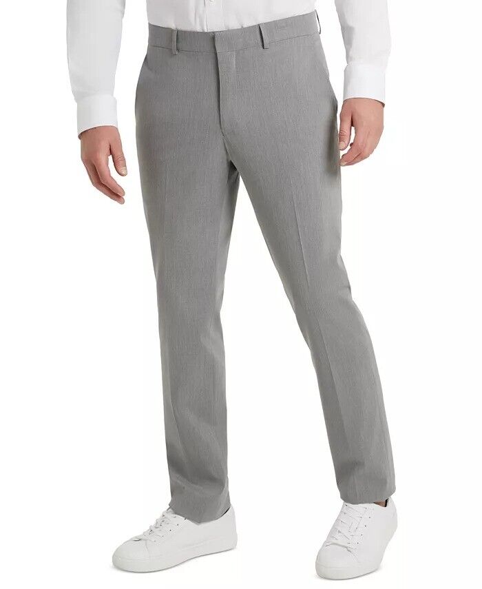 Kenneth Cole Reaction Techni-Cole Slim-Fit Dress Pants 32 x 30 Light Grey