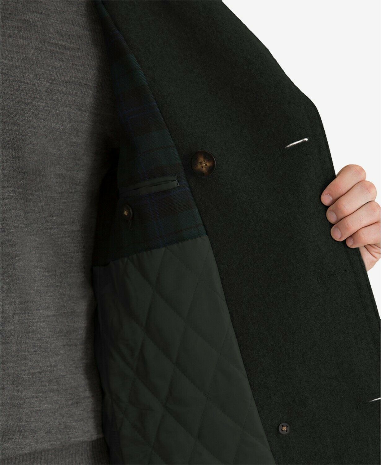 Lauren Ralph Lauren Mens Luke Solid Wool-Blend Peacoat 40L Coat Black