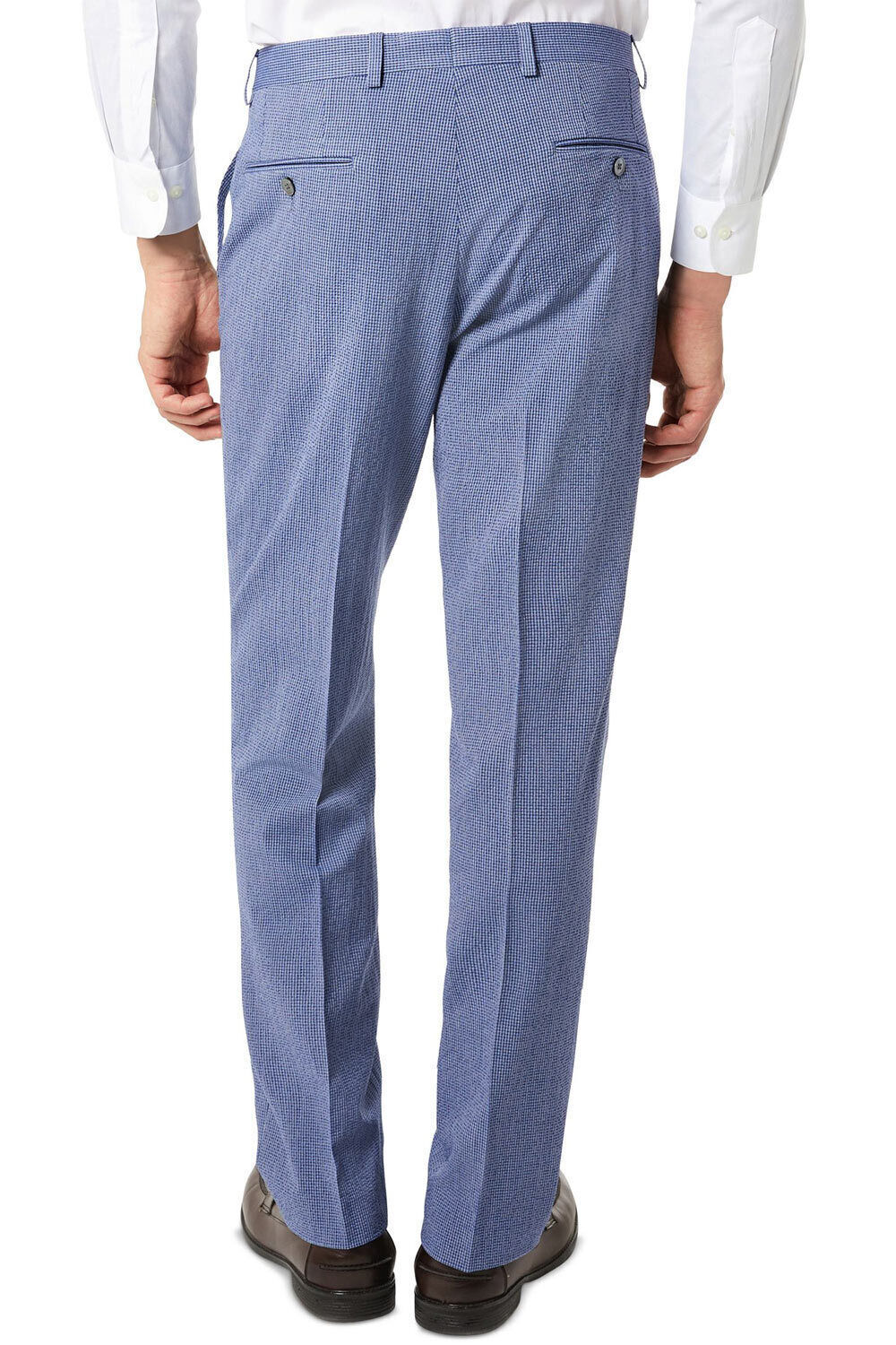 Lauren Ralph Lauren Men's Classic-Fit Seersucker Check Dress Pants 42 x 32 Blue