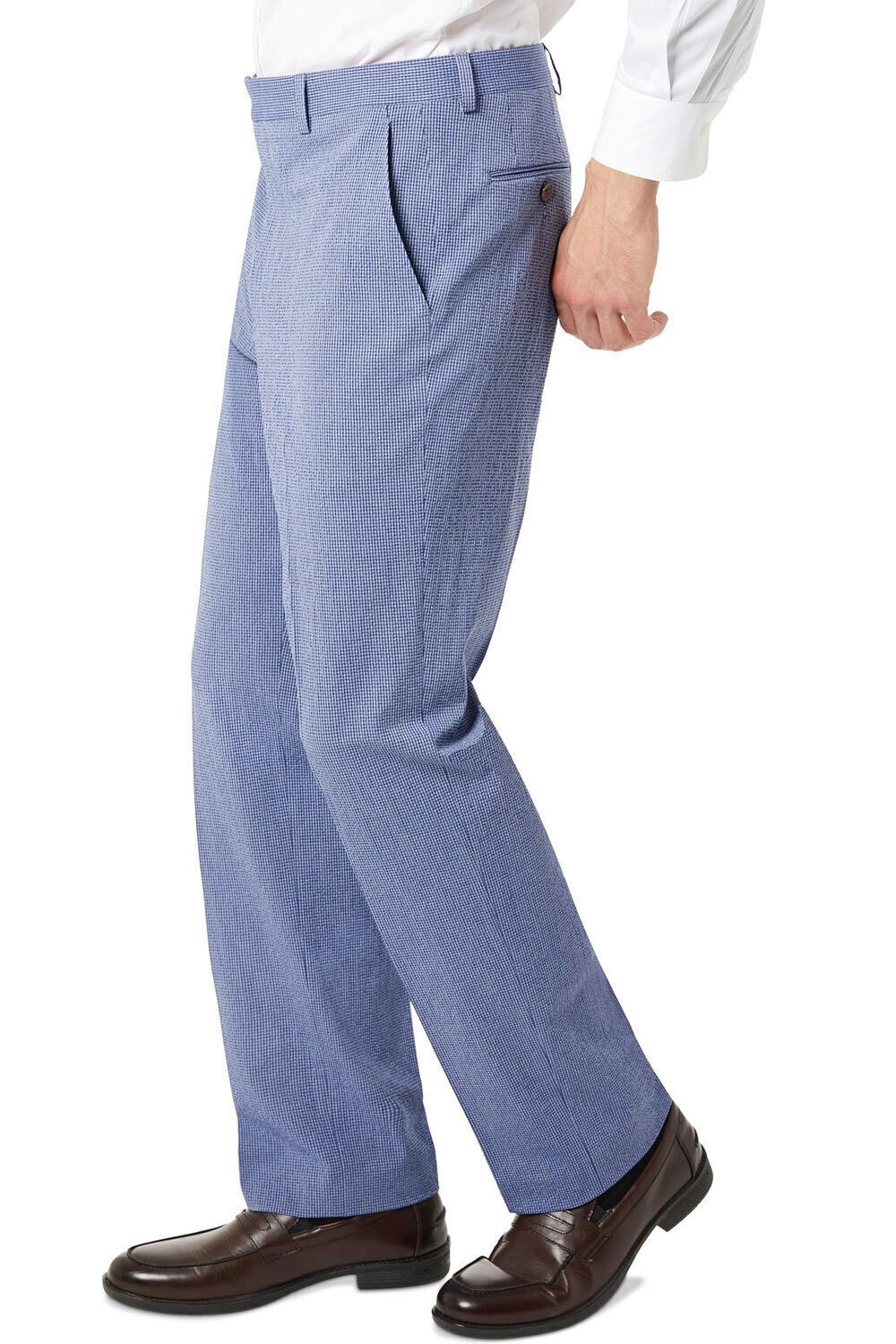 Lauren Ralph Lauren Men's Classic-Fit Seersucker Check Dress Pants 42 x 32 Blue