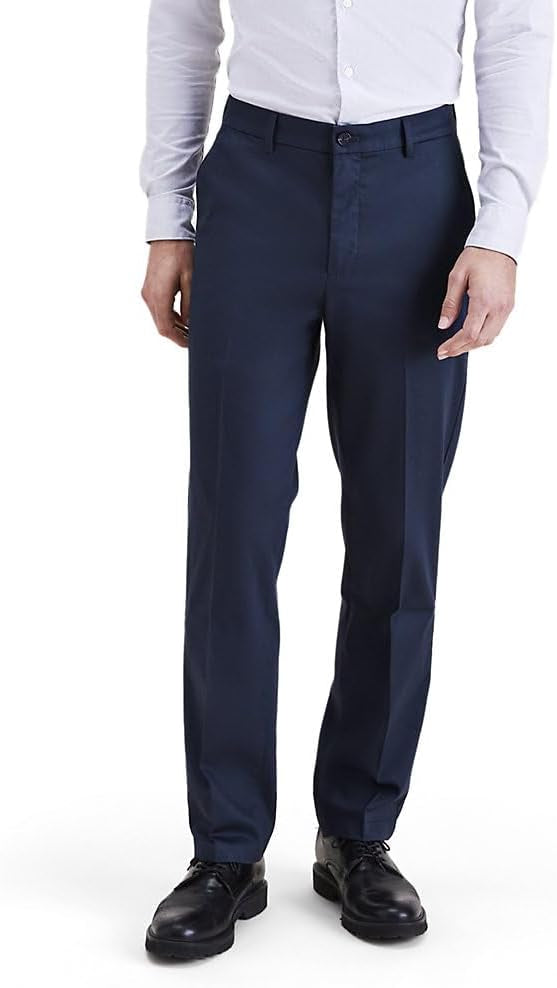 Docker's Mens Straight fit Casual Khaki Pants 34 / 32 Blue Solid