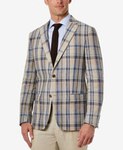 Lauren Ralph Lauren Mens Ultraflex Stretch Linen Blazer 42L Tan Blue