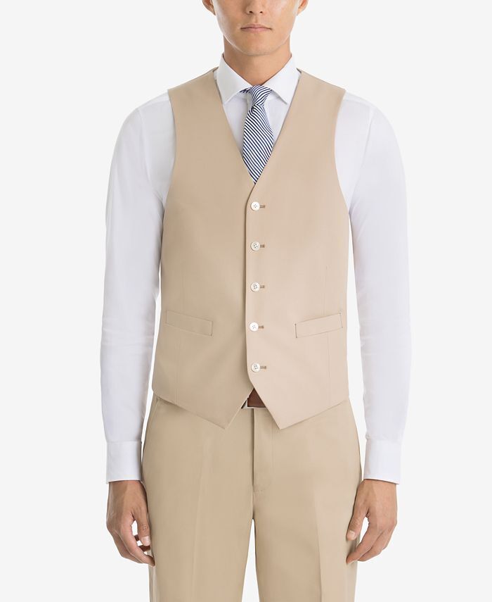 LAUREN RALPH LAUREN Mens Regular Fit Button Suit Vest Medium Tan