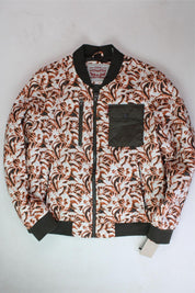 LEVI'S Men's Floral Print Diamond Quilted Bomber Jacket Large Orange White