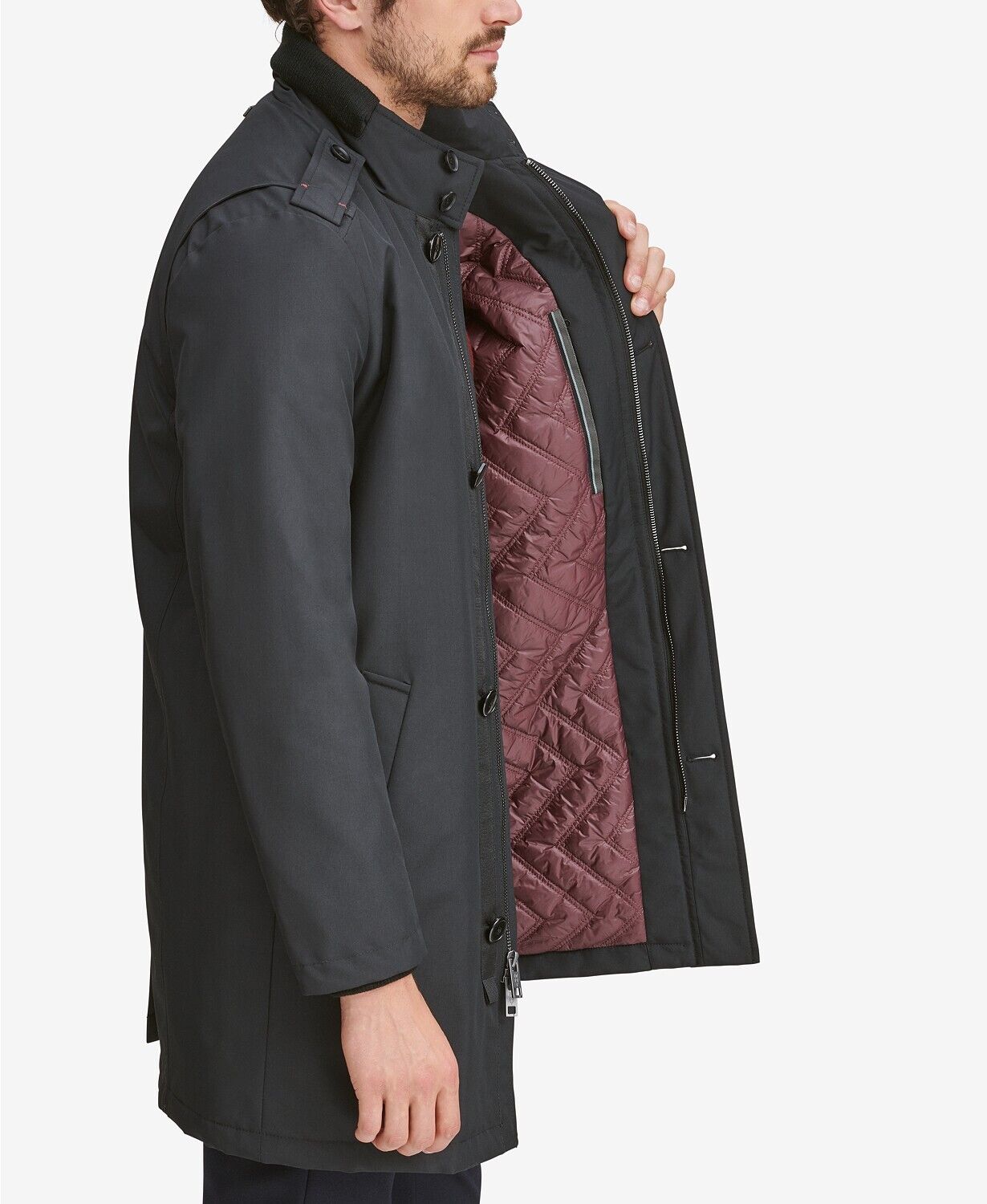 Marc New York  Men's Twill Military Inspired Style Coat Large Black