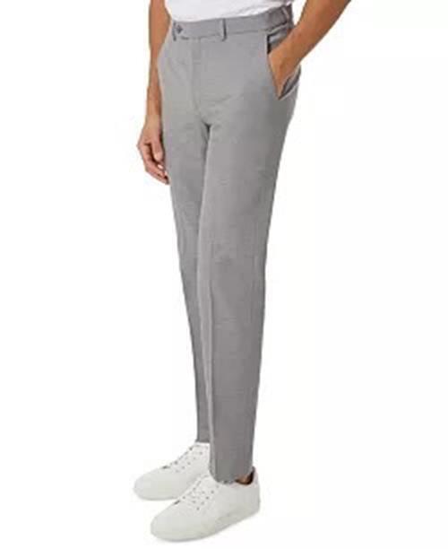 MICHAEL KORS Men's Modern-Fit Stretch Solid Suit Dress Pants 33 X 32 Silver