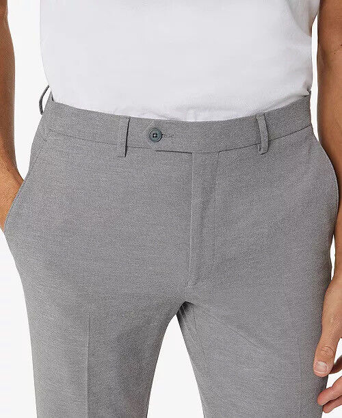 MICHAEL KORS Men's Modern-Fit Stretch Solid Suit Dress Pants 33 X 32 Silver
